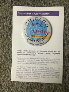 Chicago Airport System September is Unity Month 2.5" Round Pin Original Backing