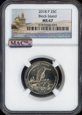 2018-P Block Island Quarter NGC MS67 MAC Quality 