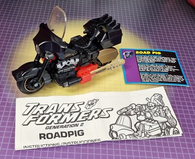 Vintage Hasbro Transformers G2 Decepticon Laser Cycle Road Pig komplett mit Insts