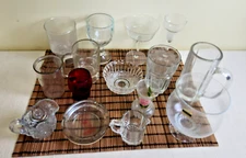 Miscellaneous Lot of Vintage Glass Household Items - Glasses, Creamers, Bowls