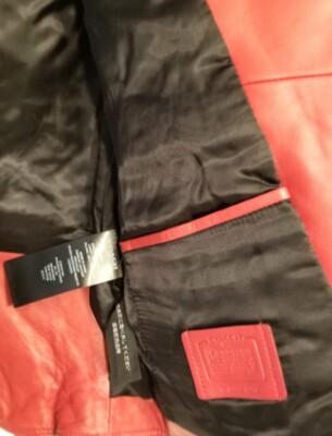 Coach Red Cardinal Motorcycle Leather 58656 Jacket Size 00 (XXS