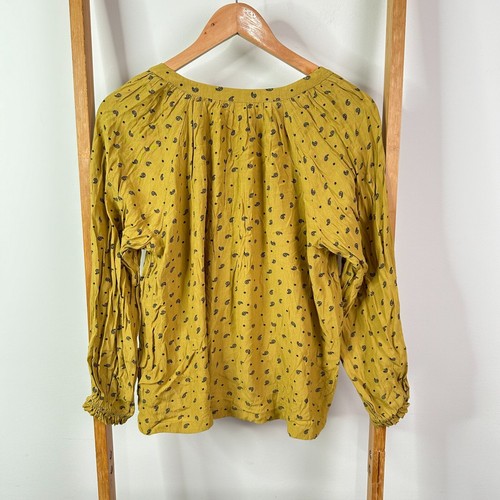 Seed Heritage Top Womens 8 Yellow Mustard Long Sleeve V-Neck Paisley - Picture 5 of 10