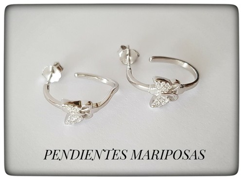 PENDIENTES MARIPOSA PLATA DE LEY AROS BUTTERFLY EARRINGS SILVER PLATA 925 ml - Bild 5 von 6