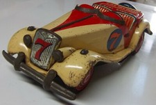 MG BANDAI tin MG-TF 7 WINNER 1956 OVERLAND RACE NEEDS WINDSHIELDS RARE TIN MGTF