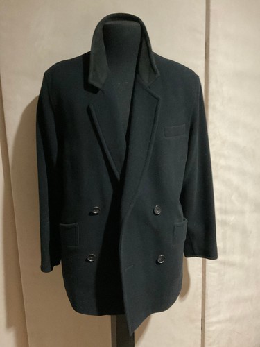 R P JACKET / BLACK WOOL & CASHMERE / SUEDE COLLAR / DOUBLE BREASTED / NEW / MED - Picture 3 of 4
