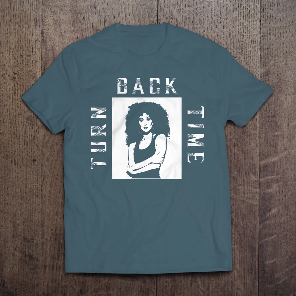 Camiseta Cher - Turn Back Time (Negro, Granate y Azul) Gildan Estilo Suave Camiseta Top Foto 2 de 4