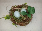 Twig Bird Nest With 2 Faux Blue Eggs - Nature Moss Realistic