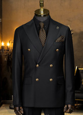 Formal Offical Men's Suits Black Party Business Double Breasted Tuxedo Jacket