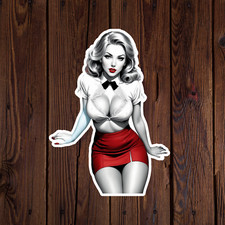 Pinup Girl Sticker Vinyl Decal Woman Blonde Hair Sexy Bombshell Seductive