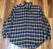Vintage Carhartt Men's M Flannel Blue Plaid Button Up Long Sleeve Shirt Cotton