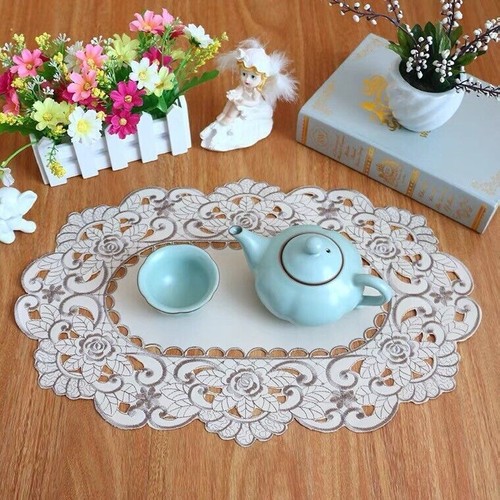 Set of 4 Vintage Embroidery Cutwork Lace Flower Placemat Dining Table Mats Doily - Picture 42 of 89