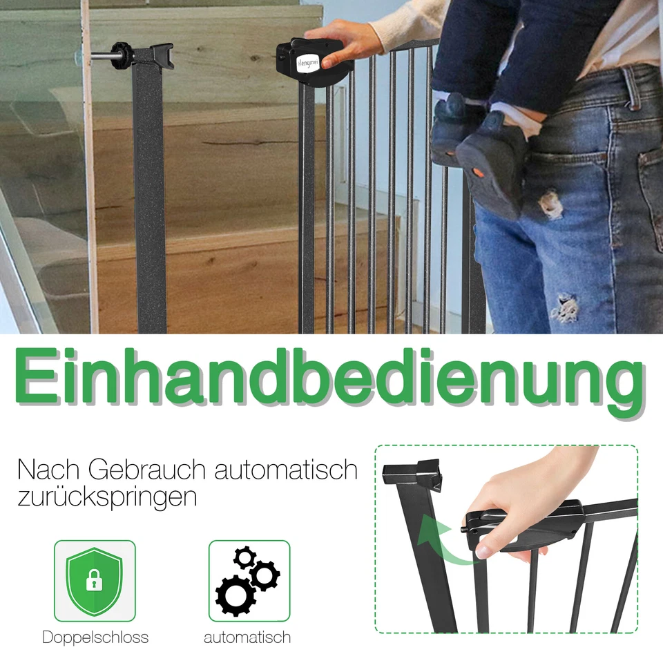 75-115cm Treppenschutzgitter ohne Bohren Türgitter Auto-Close Treppengitter Baby - Bild 3 von 4