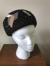Vintage Womens Black W/Net /Glitter Voguemont Hat Chicago/New York