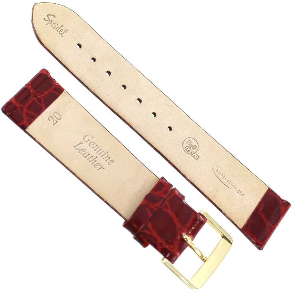 20mm Speidel Red Mens Classic Crocodile Grain Unstitched Watch Band 952 730 - Image 4 of 4