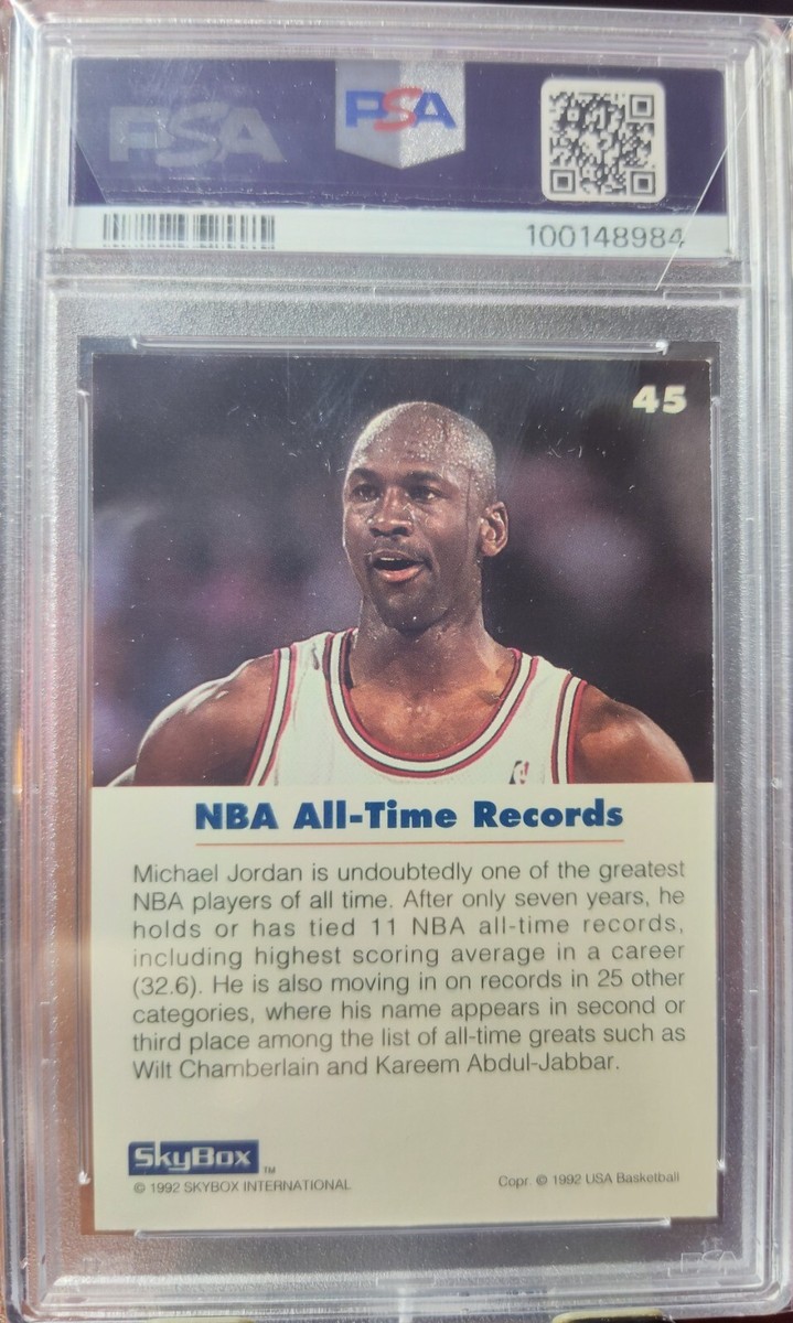 1992 SKYBOX USA BASKETBALL #45 MICHAEL JORDAN BULLS HOF PSA