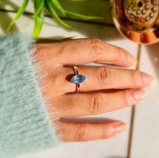 Natural Swiss Blue Topaz December Birthstone 925 Sterling Silver Dainty Ring