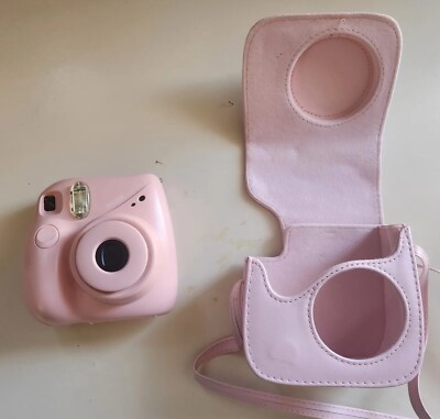 Fuji Instax Mini plus Camera Pink w/ Carrying Case Sling Tested Works  Barbie