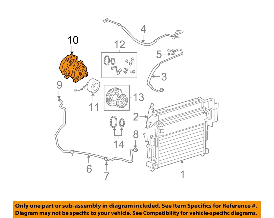 Compresor de aire acondicionado usado para: Dodge Challenger 2010 5,7 L sin aire acondicionado trasero grado A Foto 3 de 4