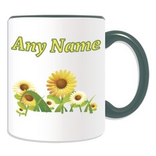 Personalised Gift Sunflower Lots Mug Cup Birthday Christmas Name Text Her Kid