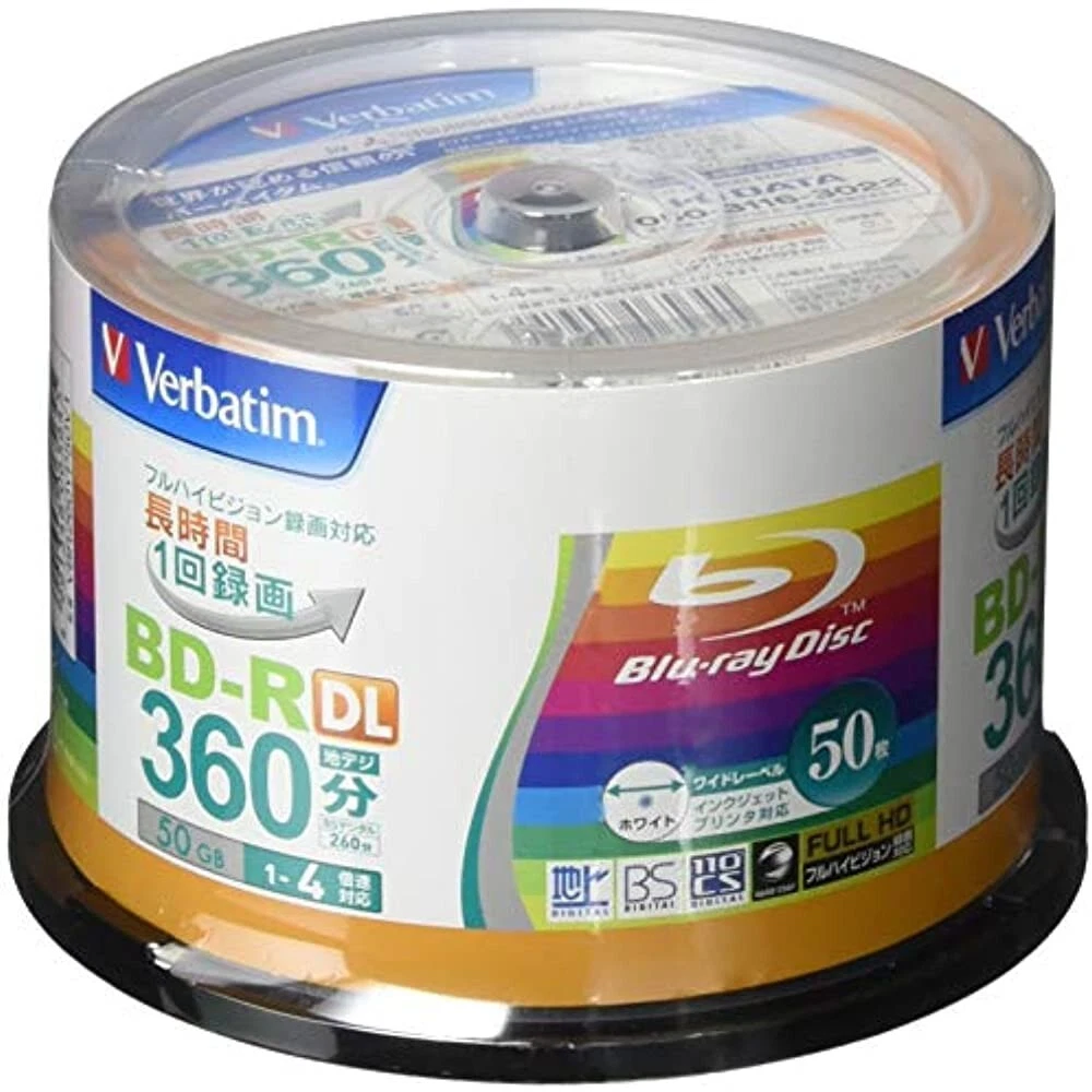 MITSUBISHI Verbatim Blank Blu ray Disc BD-R DL 50GB 50 Discs VBR260YP50V1 New