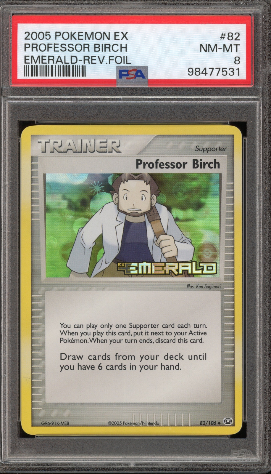 Pokemon Professor Birch EX Emerald Reverse Holo #82 PSA 8