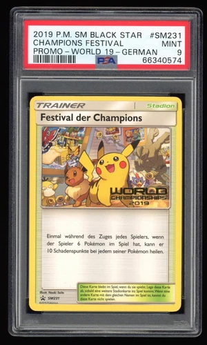 PSA 9 Mint 2019 German Champions Festival Pokemon Worlds SM231 Promo Card