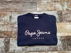 Pepe Jeans London Men's Blue Big Logo Crew Neck Jumper Size M