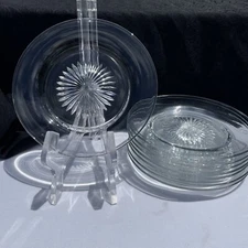 HEISEY VINTAGE REVERE CLEAR (STAR CUT) LUNCHEON SALAD PLATES 6.75" - Set of 8