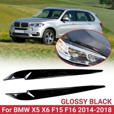 F15 Headlight Cover Eyelid Gloss Black Eyebrow Fit BMW F15 X5 F16 X6 2014-2018