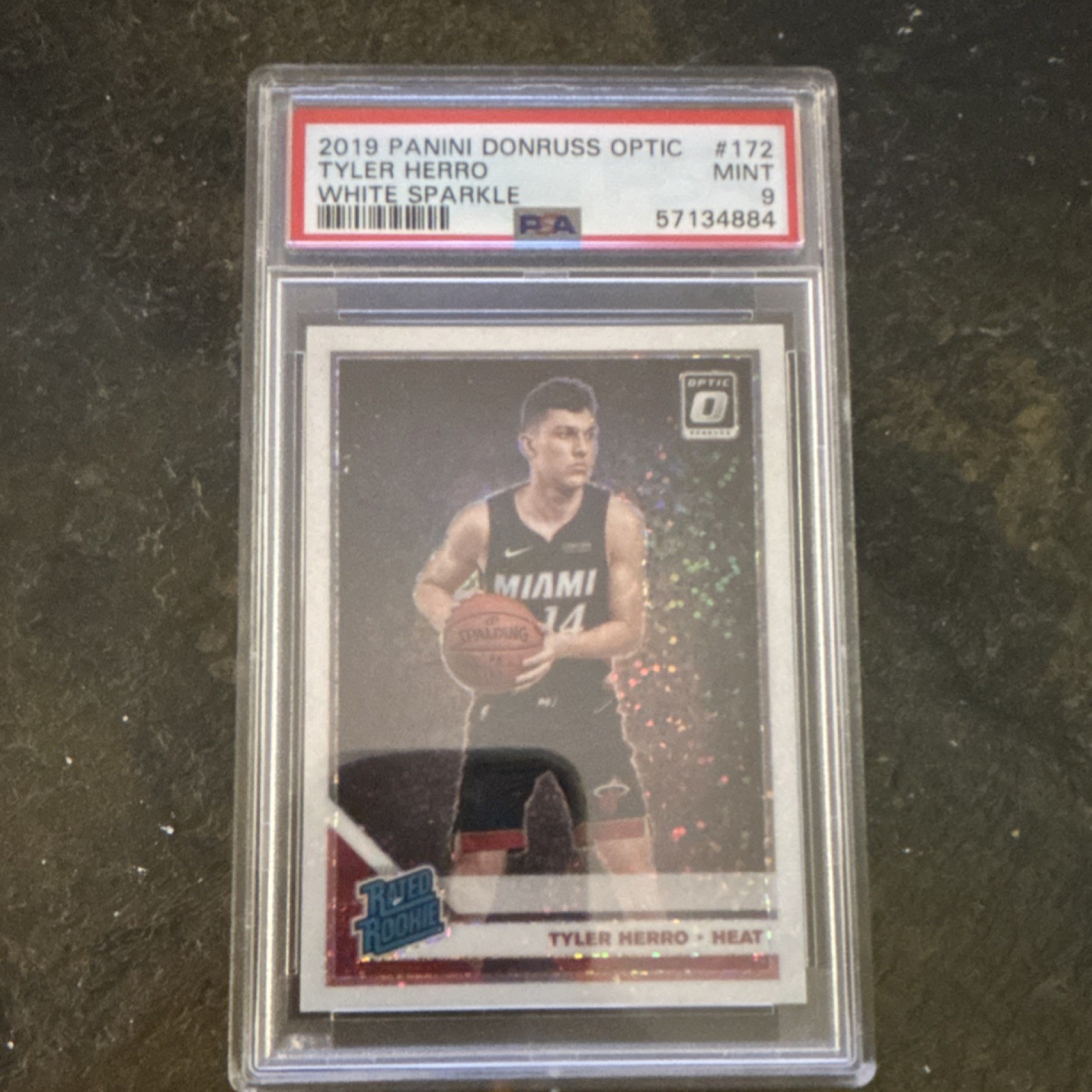 2019-20 Panini Donruss Optic Tyler Herro #172 White Sparkle Prizm PSA 9 Heat
