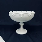 Vintage Indiana White Milk Glass Tear Drop Compote Pedestal Candy Planter Dish