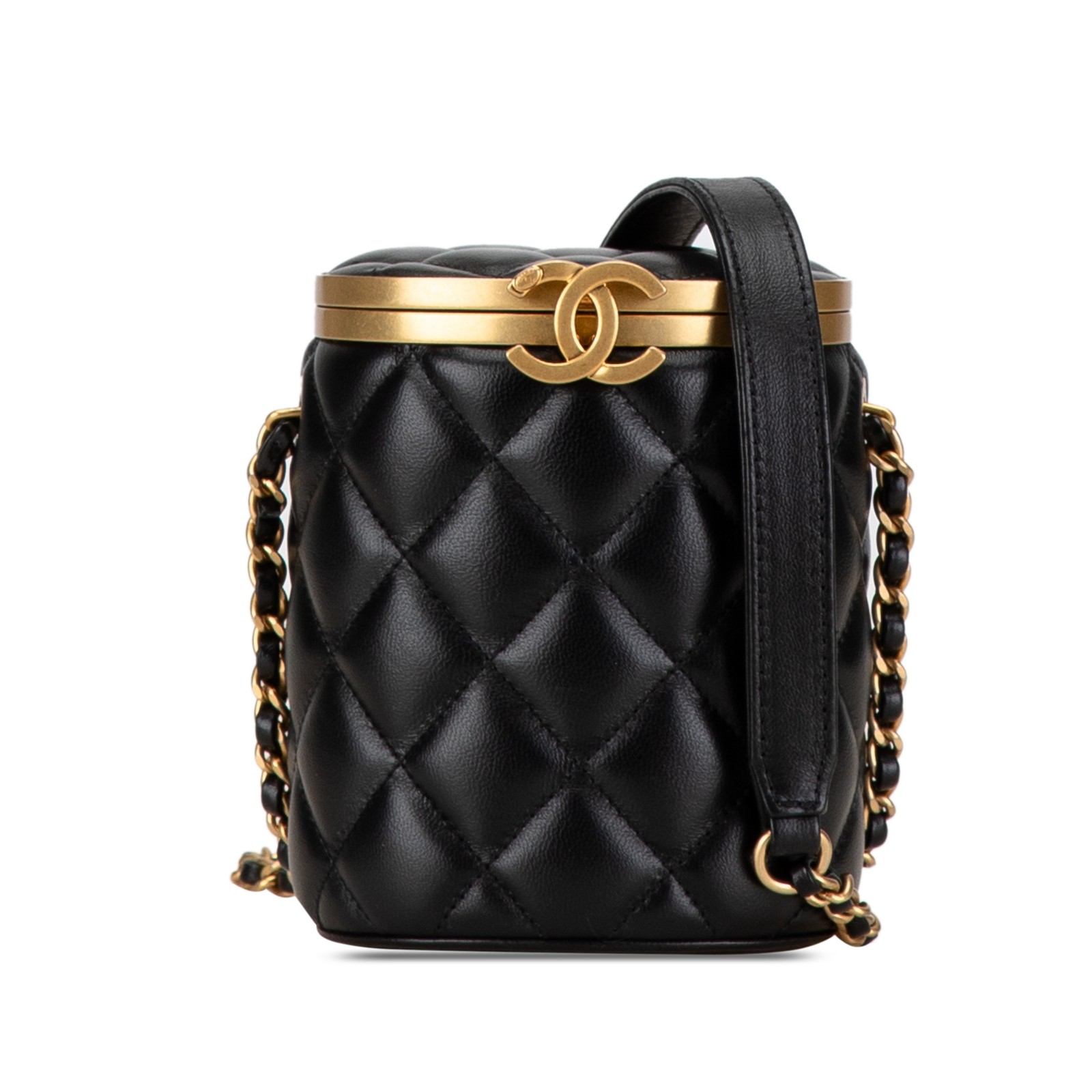 Chanel Mini Lambskin Crown Box Bag in Black
