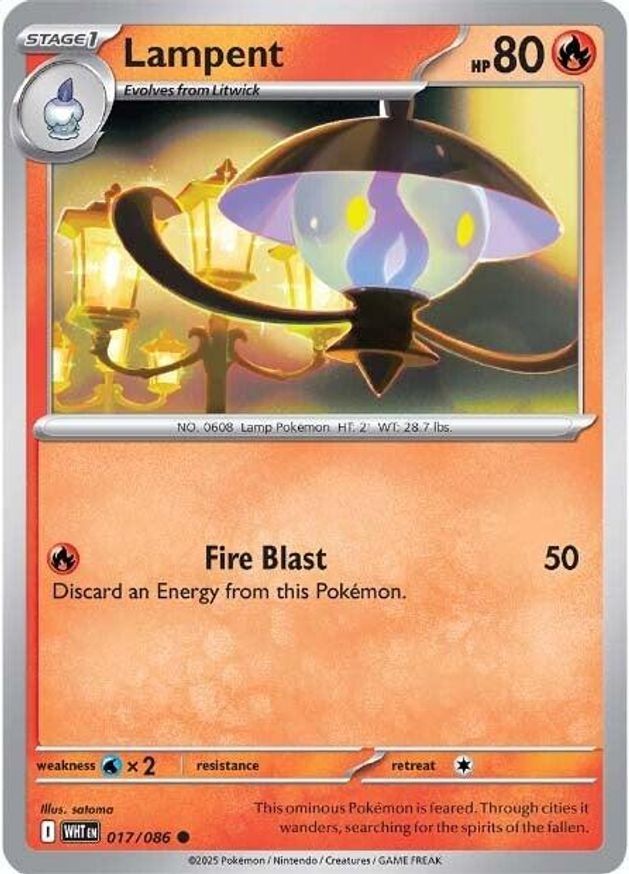 Pokemon Lampent (17/325) White Flare NM REVERSE HOLO