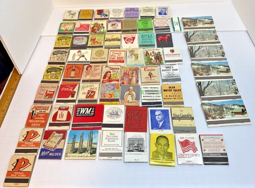 Vintage Lot of 65 Matchbooks, Reddy Kilowatt, Coca-Cola, Railroad +Much More