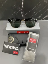 Ray-Ban Sunglasses RB3016 Clubmaster Classic Black Frame Green Lens 51mm Unisex