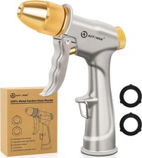 Garden Hose Nozzle High Pressure Metal Sprayer 4 Spray Patterns Heavy Duty