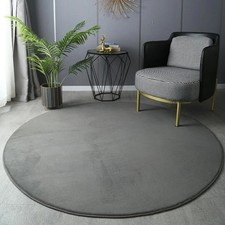 Gray Coral Velvet Carpet Round for Home Living Room Coffee Table Floor Rug Short