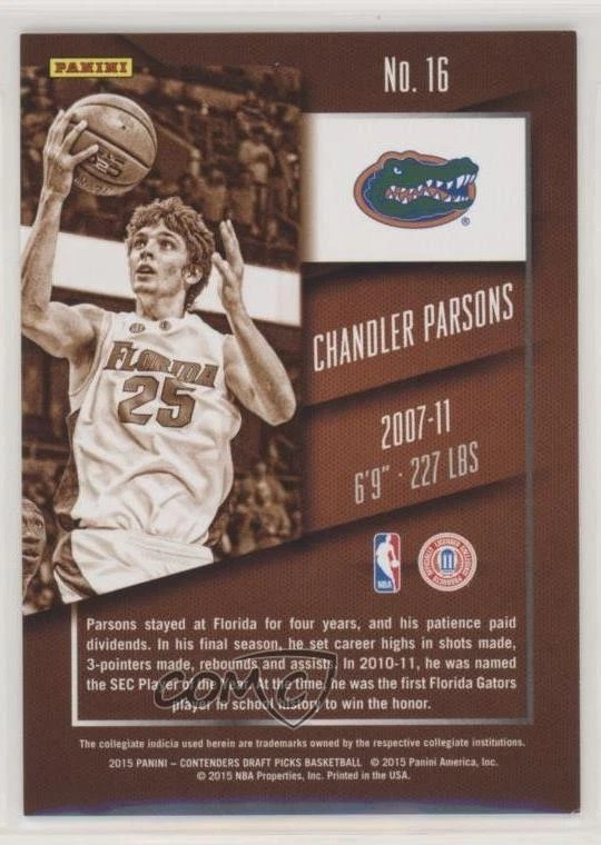Boleto de temporada 2015 Contenders Draft Picks Cracked Ice/23 Chandler Parsons #16 Foto 2 de 2