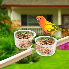 Bird Feeding Cups Bird Food and Water Bowls Clip on Clear Small Dishes for
