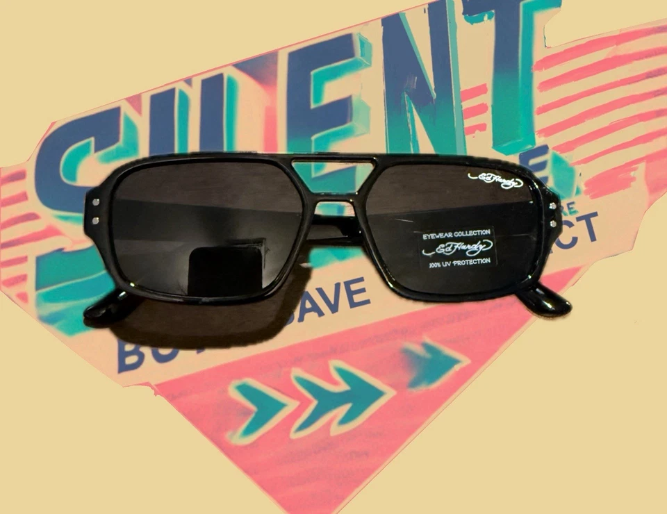 Gafas de sol Ed Hardy negras con espejo reflectante con escudo blanco