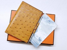 HERMES Ostrich Agenda GM Notebook Cover Passport Size 925 Ballpoint Pen Included