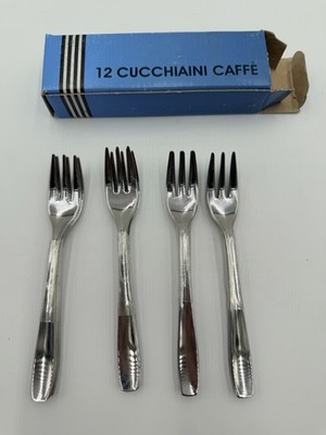 Inox Dessert Salad Forks Stainless 3 Prong Flatware Set Of 24 Pieces Italy NIB