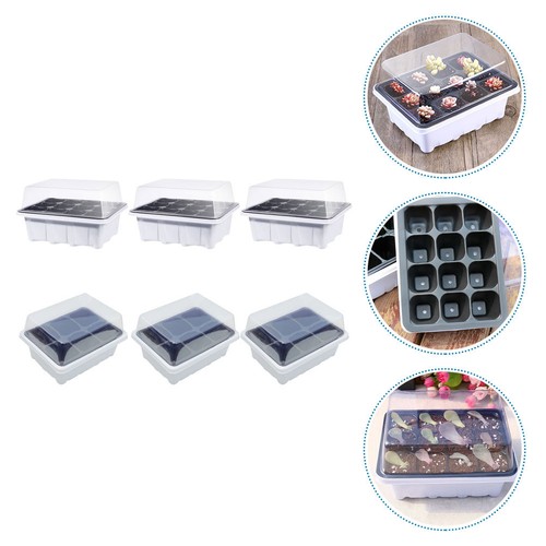 6 Pcs Gardening Plant Growing Trays Plastic Starter Boxes for Nursery - Foto 1 di 12