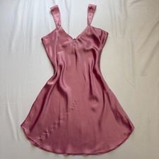 Vintage Pink Satin Slip Dress Nightgown Laura Gayle Size M