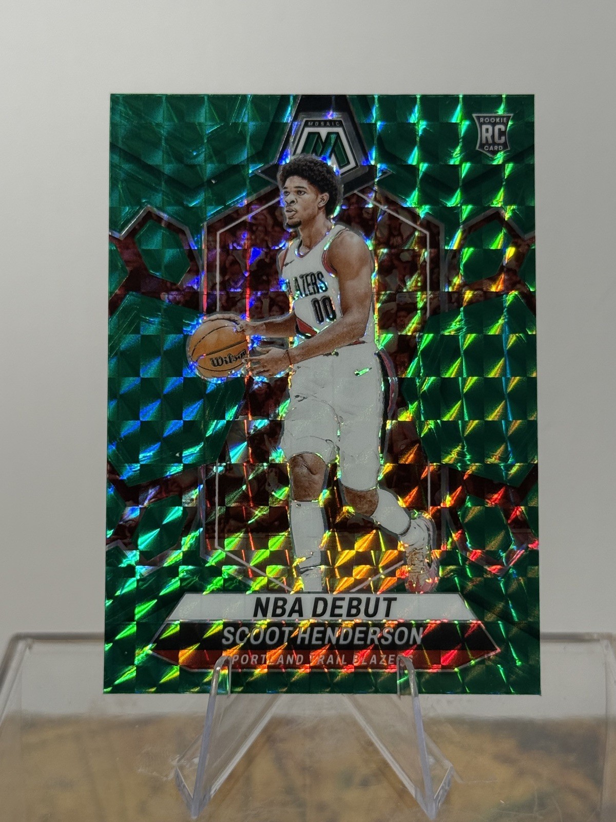 Scoot Henderson 2023-24 Panini Mosaic - NBA Debut #255 Green Mosaic Prizm (RC)
