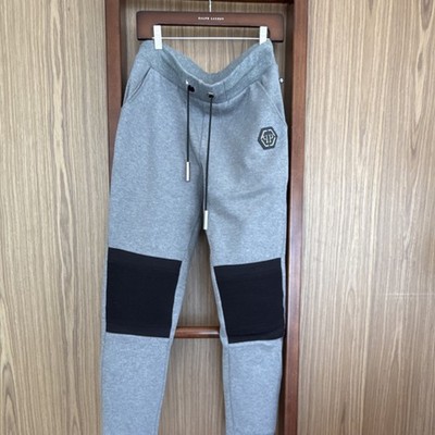 Philipp Plein Men's Gray Jogger Pants Size S Cotton Drawstring