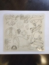 1980's Vintage Tattoo Flash Acetate 7x8