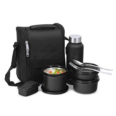 Pro Lunch Box with Steel Cutlery 3 Microwave Safe Inner Containers Best Gift 