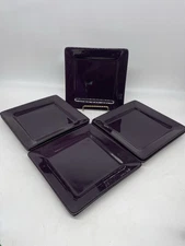 6 Living Colors PURPLE Plates Square Salad Snack Set Of Six 8”
