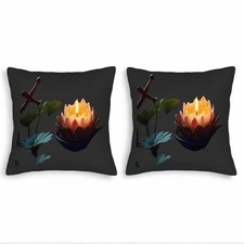 Set of 2 Decorative Throw Pillow Covers 18x18in - Serene Candle Design 